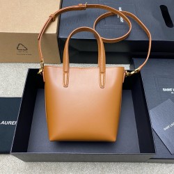 Saint Laurent Mini Toy Shopping Bag in Brown Calfskin YSLBS81302