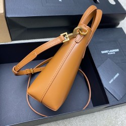 Saint Laurent Mini Toy Shopping Bag in Brown Calfskin YSLBS81302