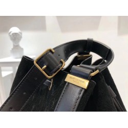 Saint Laurent Monogram All Over Bucket Bag In Black Suede YSLBS81304