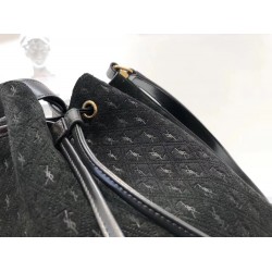 Saint Laurent Monogram All Over Bucket Bag In Black Suede YSLBS81304