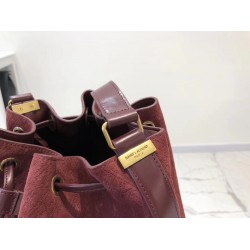 Saint Laurent Monogram All Over Bucket Bag In Bordeaux Suede YSLBS81305