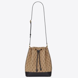 Saint Laurent Monogram All Over Bucket Bag In Canvas YSLBS81306