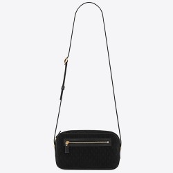 Saint Laurent Monogram All Over Camera Bag In Black Suede YSLBS81308