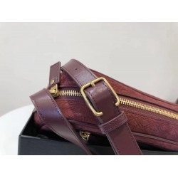 Saint Laurent Monogram All Over Camera Bag In Bordeaux Suede YSLBS81309