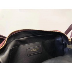 Saint Laurent Monogram All Over Camera Bag In Bordeaux Suede YSLBS81309