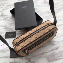 Saint Laurent Monogram All Over Camera Bag In Canvas YSLBS81310