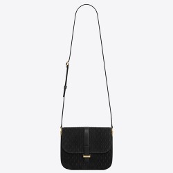 Saint Laurent Monogram All Over Small Satchel In Black Suede YSLBS81313