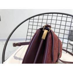 Saint Laurent Monogram All Over Small Satchel In Bordeaux Suede YSLBS81314