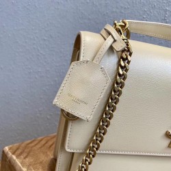 Saint Laurent New Medium Sunset Bag In Beige Calfskin YSLBS81322