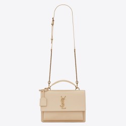 Saint Laurent New Medium Sunset Bag In Beige Calfskin YSLBS81322