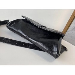 Saint Laurent Niki Body Bag In Black Crinkled Vintage Leather YSLBS81326