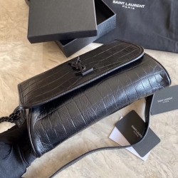 Saint Laurent Niki Body Bag In Black Croco-Embossed Leather YSLBS81327