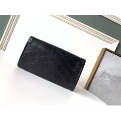 Saint Laurent Niki Large Wallet In Black Crinkled Vintage Leather YSLBS81328