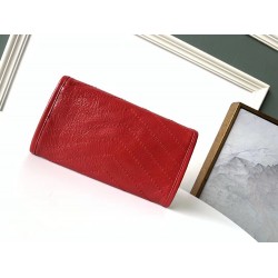 Saint Laurent Niki Large Wallet In Red Crinkled Vintage Leather YSLBS81329