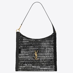 Saint Laurent Oxalis Shoulder Bag in Black Raffia YSLBS81336