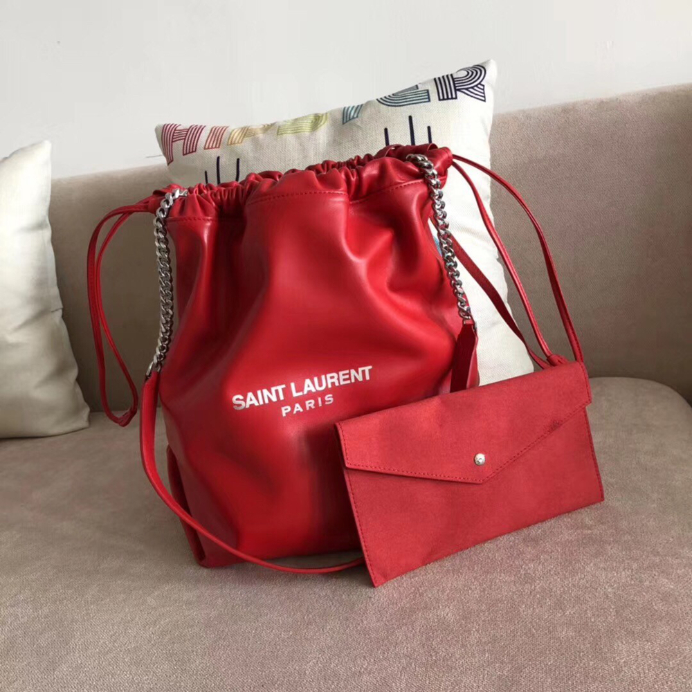 Saint Laurent Red Teddy Drawstring Bag YSLBS81339