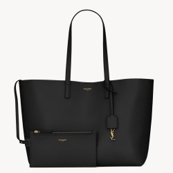 Saint Laurent Shopping Tote Bag in Black Leather YSLBS81350