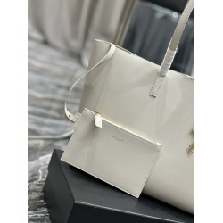 Saint Laurent Shopping Tote Bag in White Leather YSLBS81352