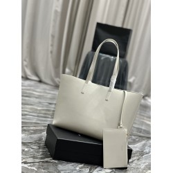 Saint Laurent Shopping Tote Bag in White Leather YSLBS81352