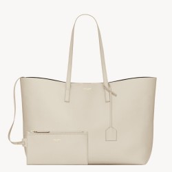 Saint Laurent Shopping Tote Bag in White Leather YSLBS81352