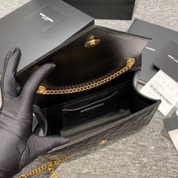 Saint Laurent Small Envelope Bag In Black Grained Leather YSLBS81354