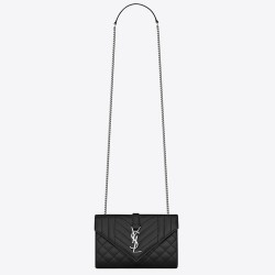 Saint Laurent Small Envelope Bag In Noir Grained Leather YSLBS81355