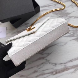 Saint Laurent Small Envelope Bag In White Grained Leather YSLBS81356