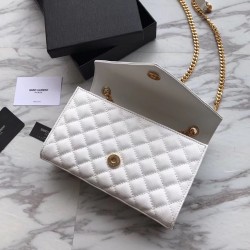 Saint Laurent Small Envelope Bag In White Grained Leather YSLBS81356