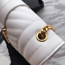 Saint Laurent Small Envelope Bag In White Grained Leather YSLBS81356