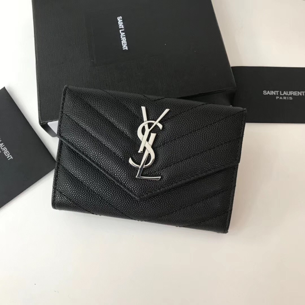 Saint Laurent Small Envelope Wallet In Noir Leather YSLBS81358