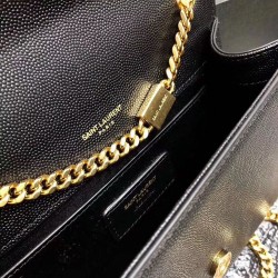 Saint Laurent Small Kate Bag In Black Grained Leather YSLBS81362