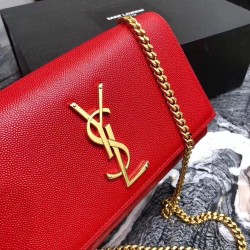 Saint Laurent Small Kate Bag In Red Grained Leather YSLBS81364