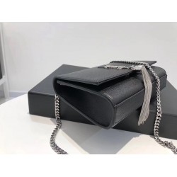 Saint Laurent Small Kate Tassel Bag In Black Grained Leather YSLBS81365