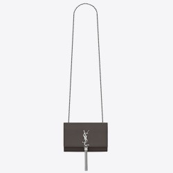 Saint Laurent Small Kate Tassel Bag In Grey Grained Leather YSLBS81366