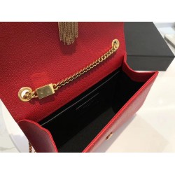 Saint Laurent Small Kate Tassel Bag In Red Grained Leather YSLBS81367