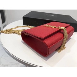 Saint Laurent Small Kate Tassel Bag In Red Grained Leather YSLBS81367