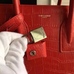 Saint Laurent Small Sac De Jour Bag In Red Crocodile Leather YSLBS81372