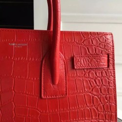 Saint Laurent Small Sac De Jour Bag In Red Crocodile Leather YSLBS81372