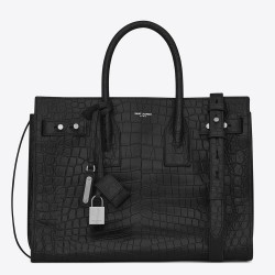 Saint Laurent Small Sac de Jour Souple Bag In Black Crocodile Leather YSLBS81373