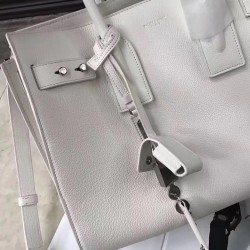 Saint Laurent Small Sac de Jour Souple Bag In White Grained Leather YSLBS81378