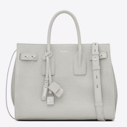 Saint Laurent Small Sac de Jour Souple Bag In White Grained Leather YSLBS81378