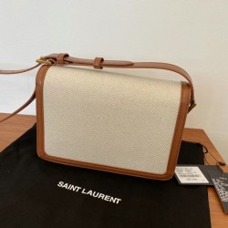 Saint Laurent Solferino Medium Bag In Canvas with Calfskin YSLBS81391