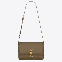 Saint Laurent Solferino Medium Bag In Khaki Calfskin YSLBS81392