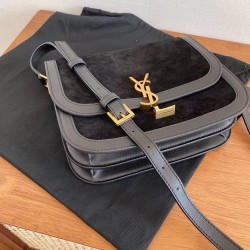 Saint Laurent Solferino Medium Soft Bag In Black Suede YSLBS81395