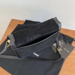 Saint Laurent Solferino Medium Soft Bag In Black Suede YSLBS81395