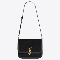 Saint Laurent Solferino Medium Soft Bag In Black Suede YSLBS81395