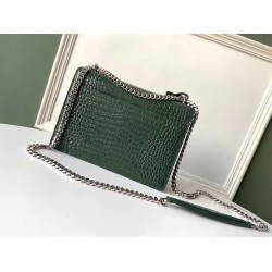 Saint Laurent Sunset Medium Bag In Green Crocodile Embossed Leather YSLBS81415