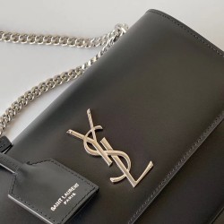 Saint Laurent Sunset Medium Bag In Noir Calfskin YSLBS81417