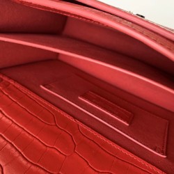 Saint Laurent Sunset Medium Bag In Red Crocodile Embossed Leather YSLBS81420