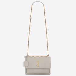 Saint Laurent Sunset Medium Bag In White Calfskin YSLBS81421